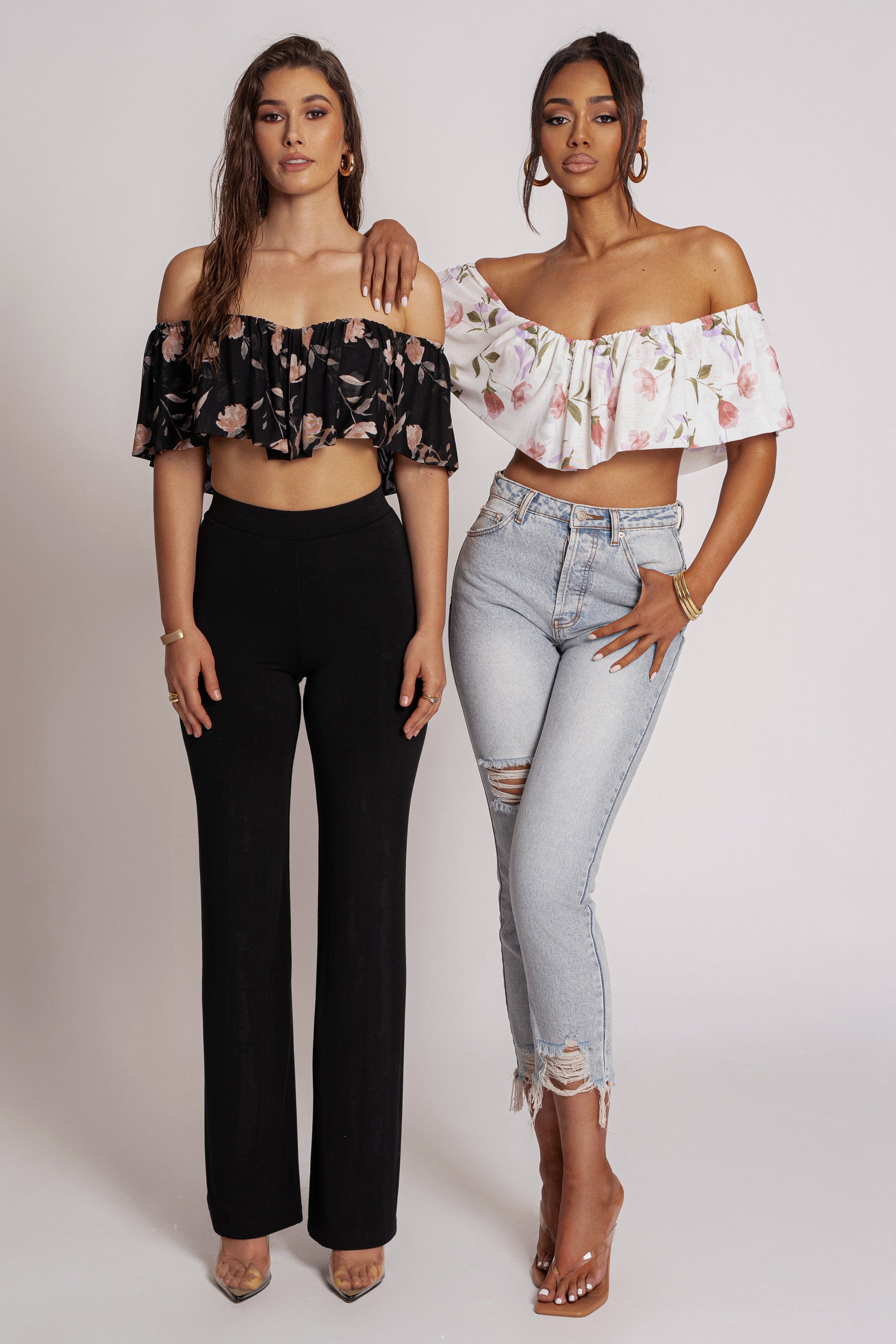 Ivory Floral Garden Party Crop Top sold by JLUXLABEL product image thumbnail 5