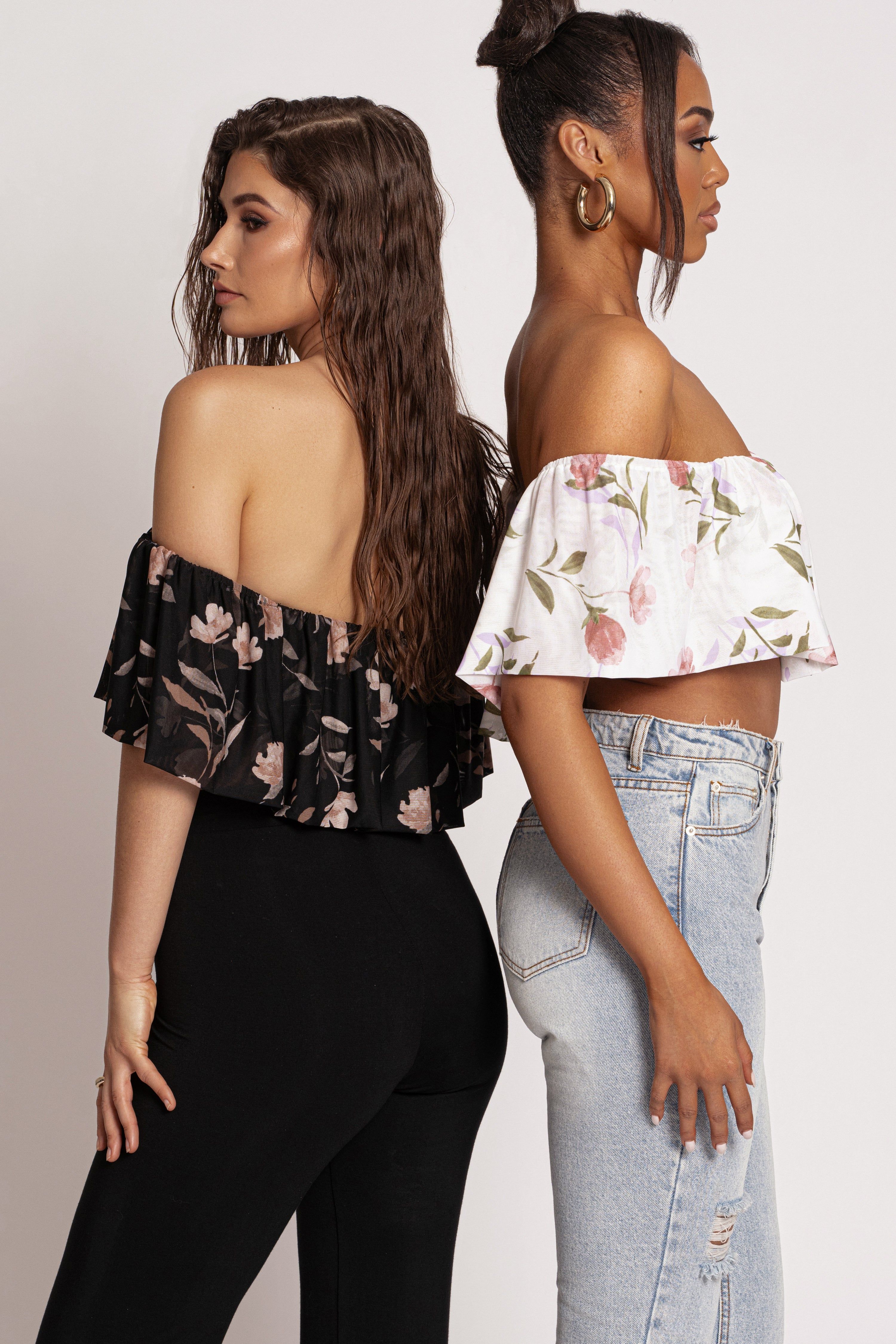 Ivory Floral Garden Party Crop Top sold by JLUXLABEL product image thumbnail 13
