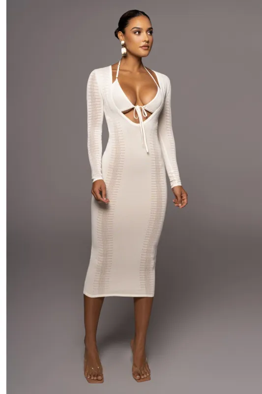 Ivory Look This Way Midi Dress sold by JLUXLABEL