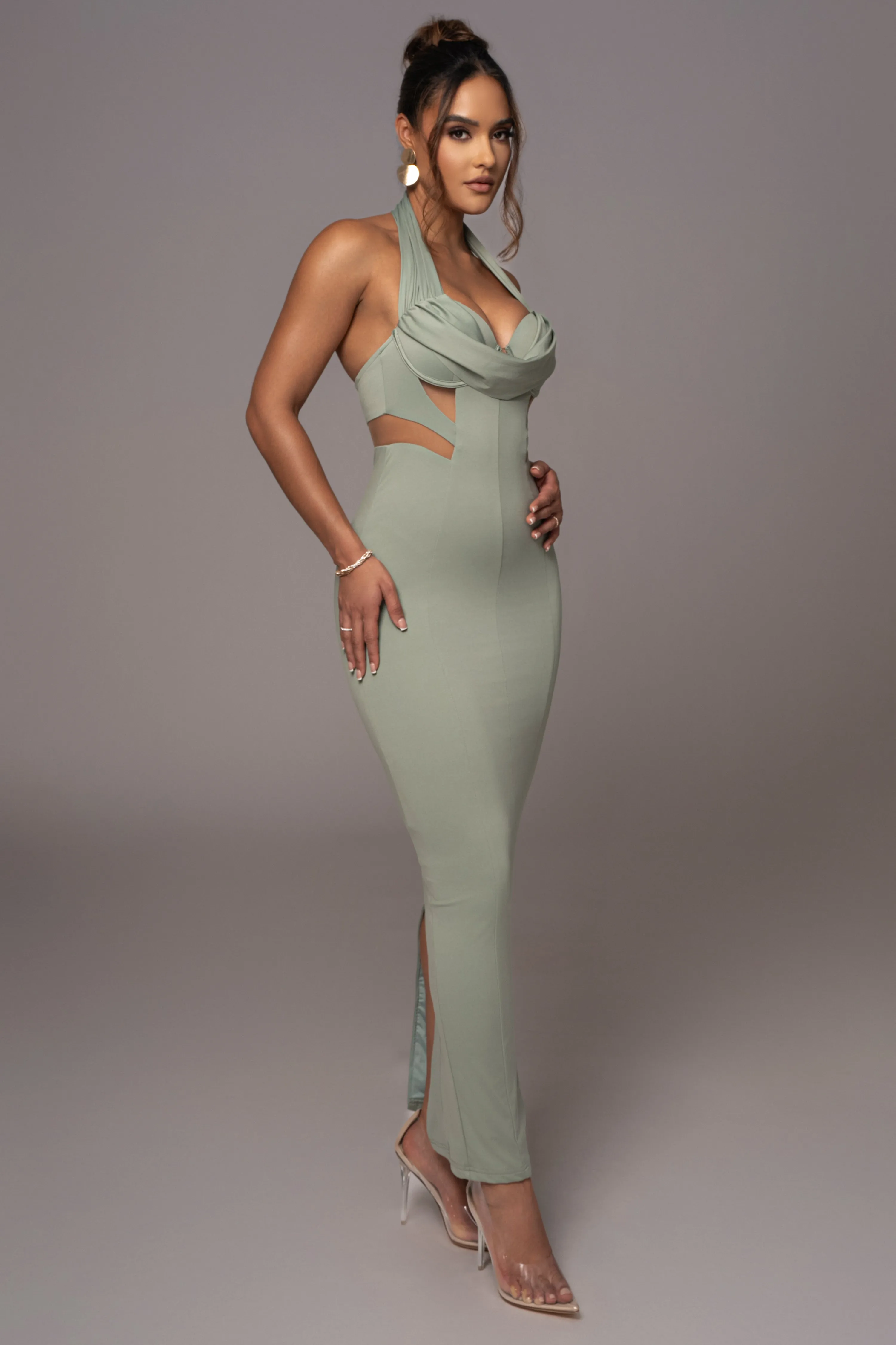 Sage Poetic Draped Maxi Dress sold by JLUXLABEL product image thumbnail 5