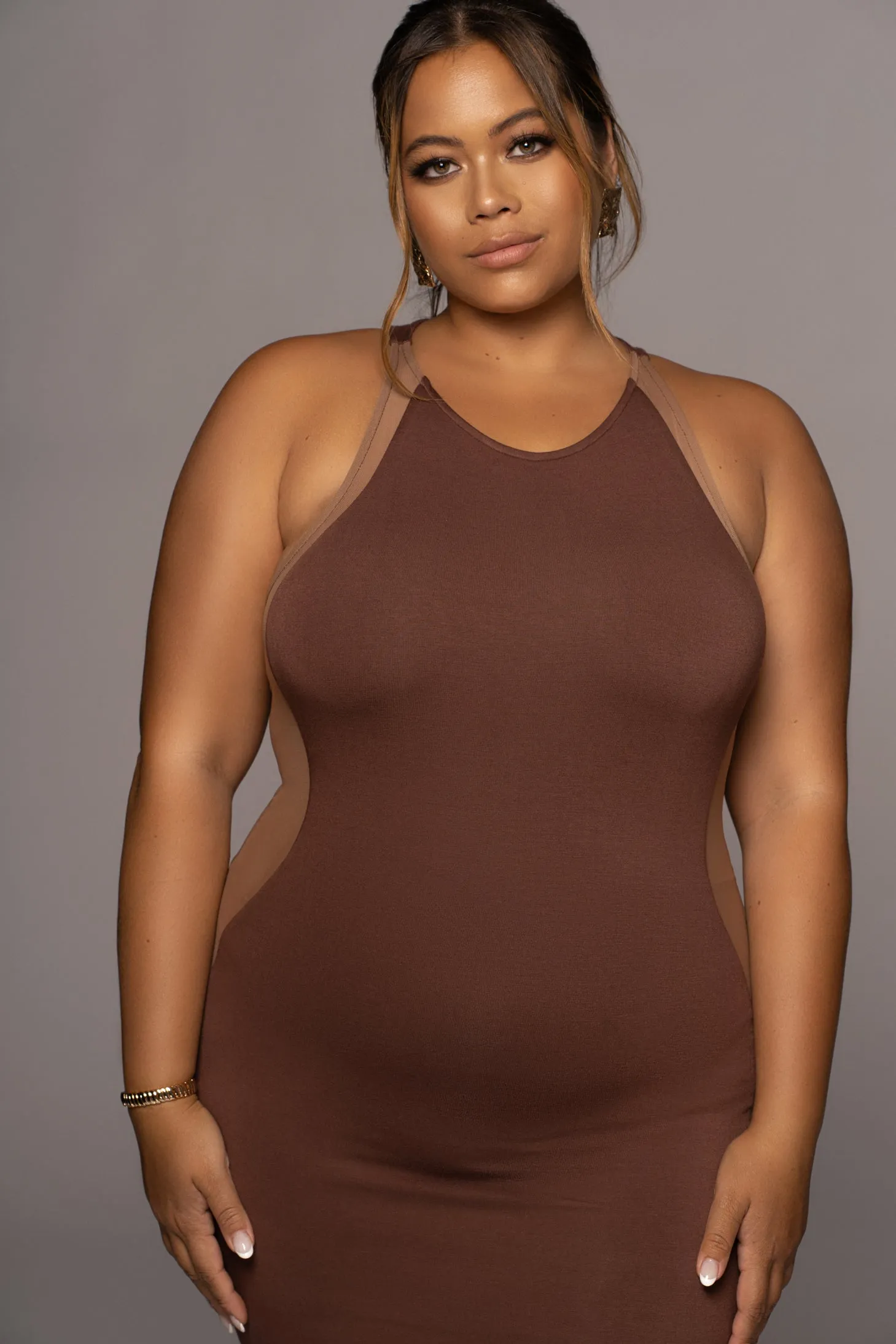 Chocolate The Hills Contrast Dress sold by JLUXLABEL product image thumbnail 5