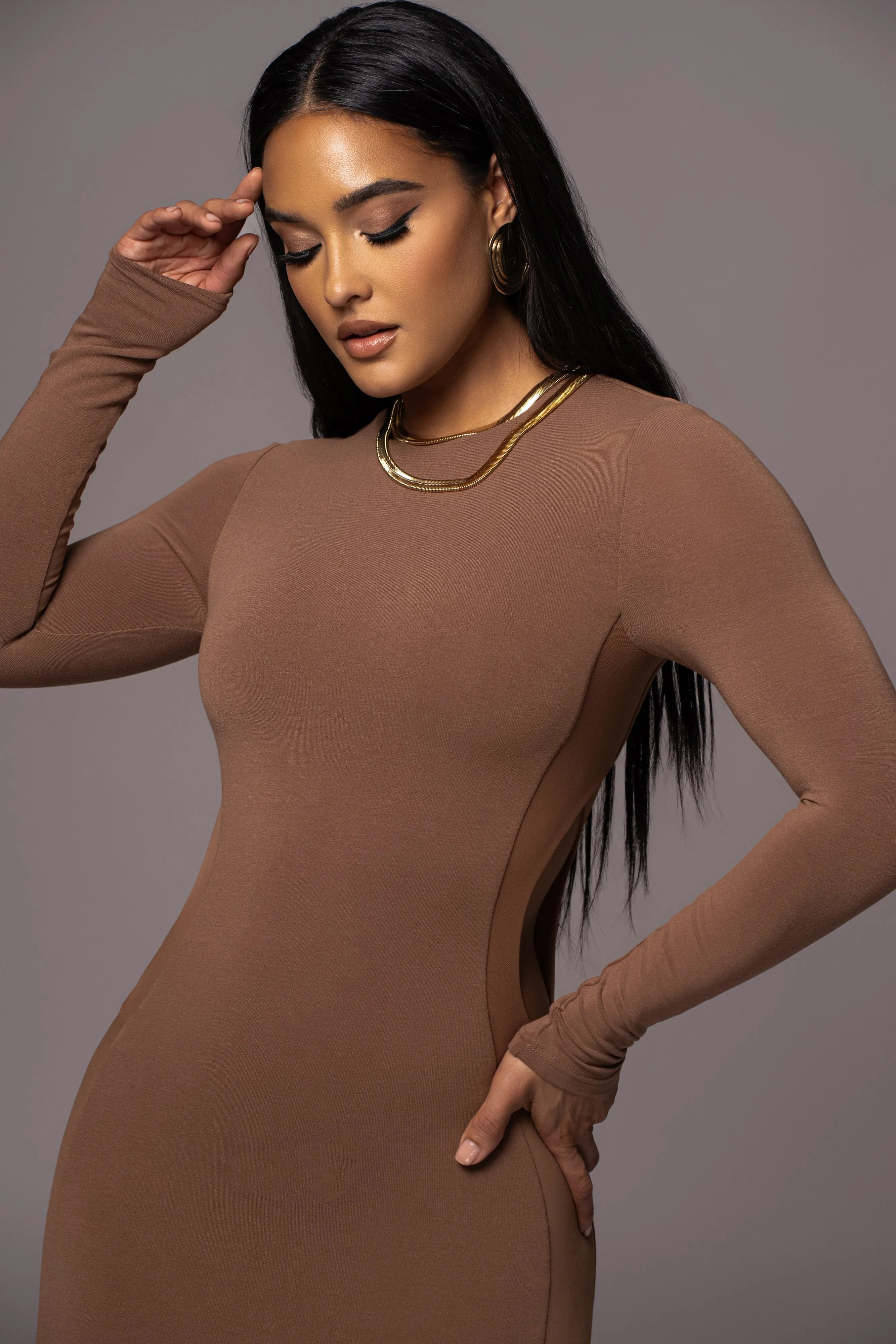 Pecan Break Away Maxi Dress sold by JLUXLABEL product image thumbnail 4