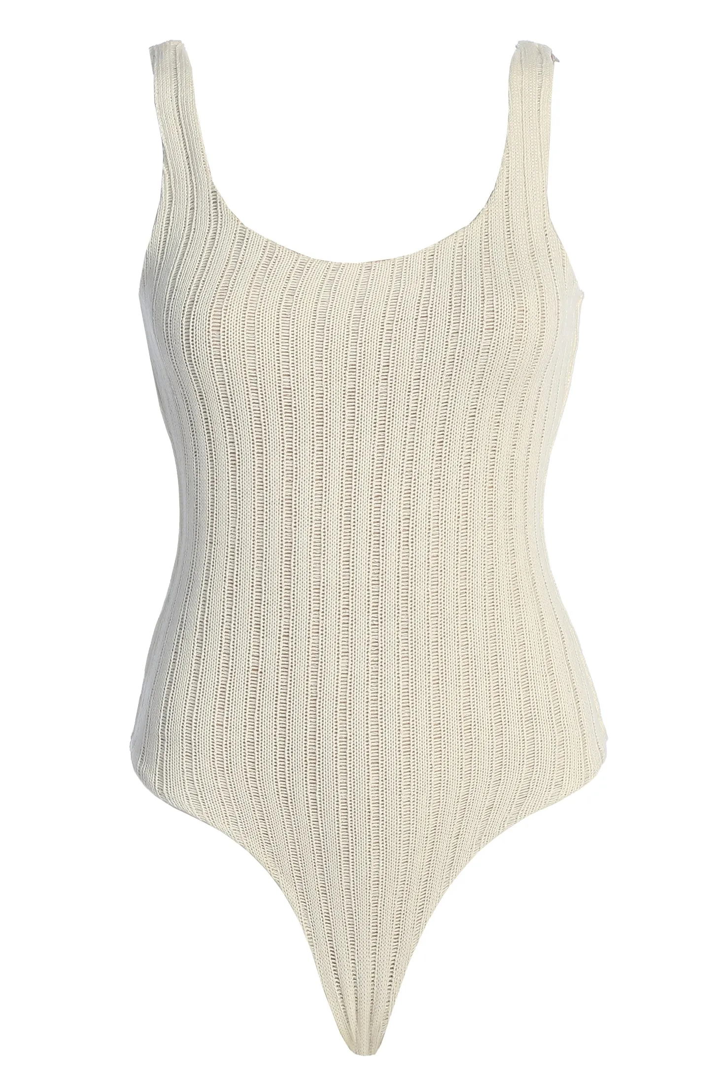 White Luz Rib Knit Bodysuit sold by JLUXLABEL