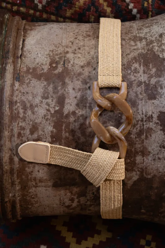 Khaki Marble Buckle Woven Belt sold by JLUXLABEL