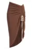 Chocolate Spring Ruched Linen Skirt sold by JLUXLABEL