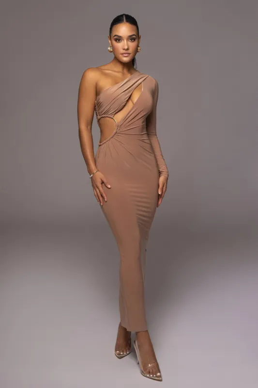 Almond Jorgia Keyhole Dress sold by JLUXLABEL