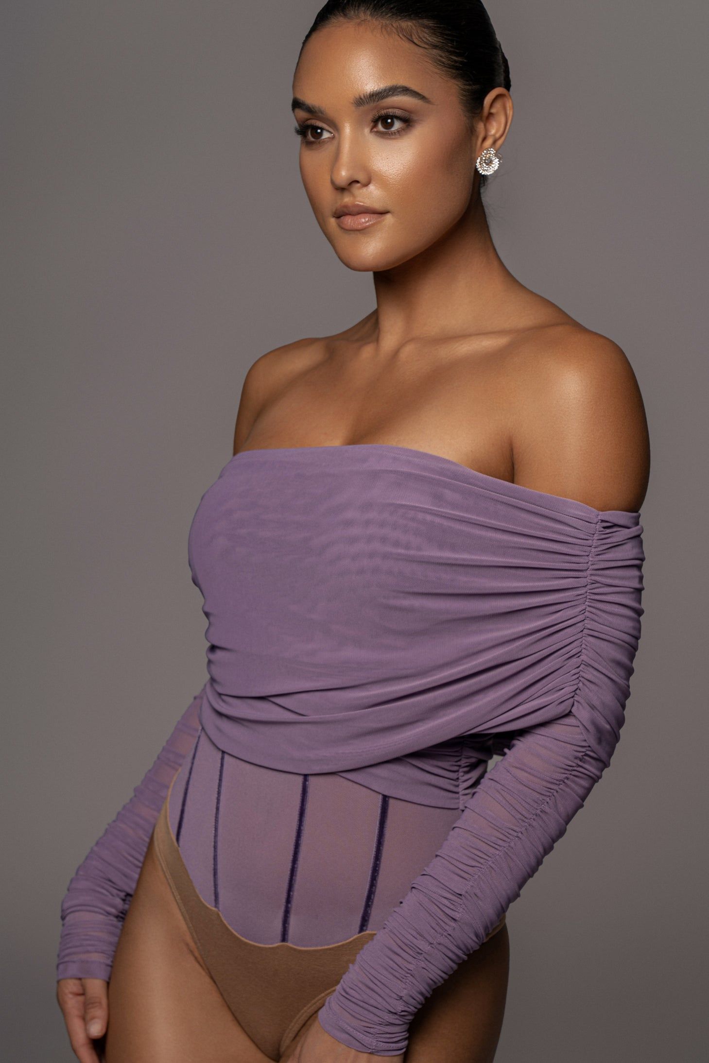 Purple Sheer Perfection Bodysuit sold by JLUXLABEL product image thumbnail 4