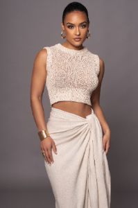 Beige Take It Slow Ribbed Crop Top sold by JLUXLABEL