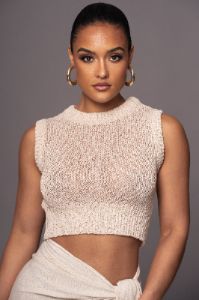 Beige Take It Slow Ribbed Crop Top sold by JLUXLABEL