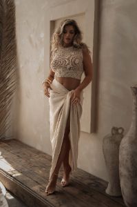 Beige Take It Slow Ribbed Crop Top sold by JLUXLABEL