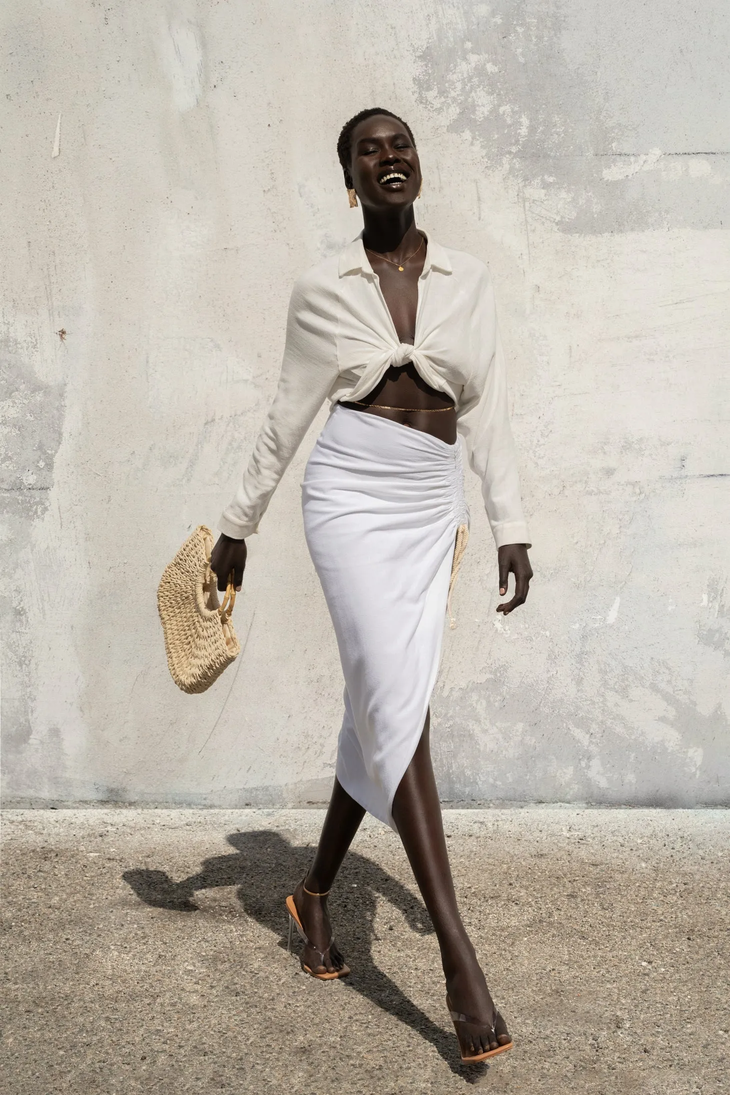 Ivory Spring Ruched Linen Skirt sold by JLUXLABEL product image thumbnail 3