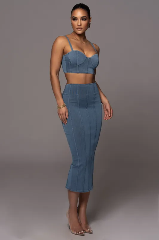 NAT & LIV x JLUXLABEL Denim Eliana Skirt Set sold by JLUXLABEL