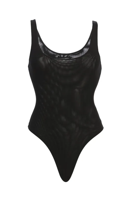 Black Mesh Essentials Tank Bodysuit Undergarment sold by JLUXLABEL