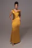 Yellow Satin Belle Maxi Dress sold by JLUXLABEL