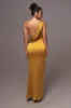 Yellow Satin Belle Maxi Dress sold by JLUXLABEL