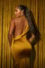 Yellow Satin Belle Maxi Dress sold by JLUXLABEL