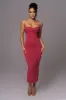 Pink La Lune Drape Midi Dress sold by JLUXLABEL