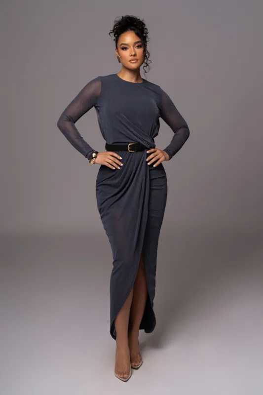 Blue Araceli Gathered Maxi Dress sold by JLUXLABEL