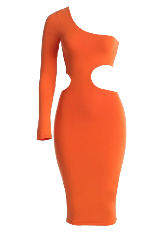 Orange Yours Truly Midi Dress sold by JLUXLABEL