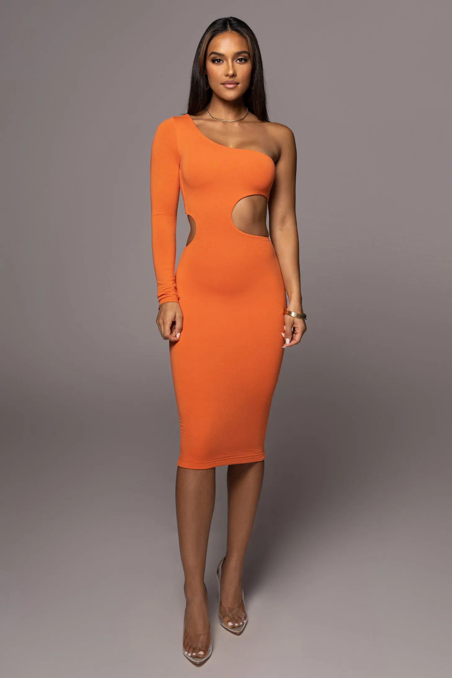 Orange Yours Truly Midi Dress sold by JLUXLABEL product image thumbnail 2