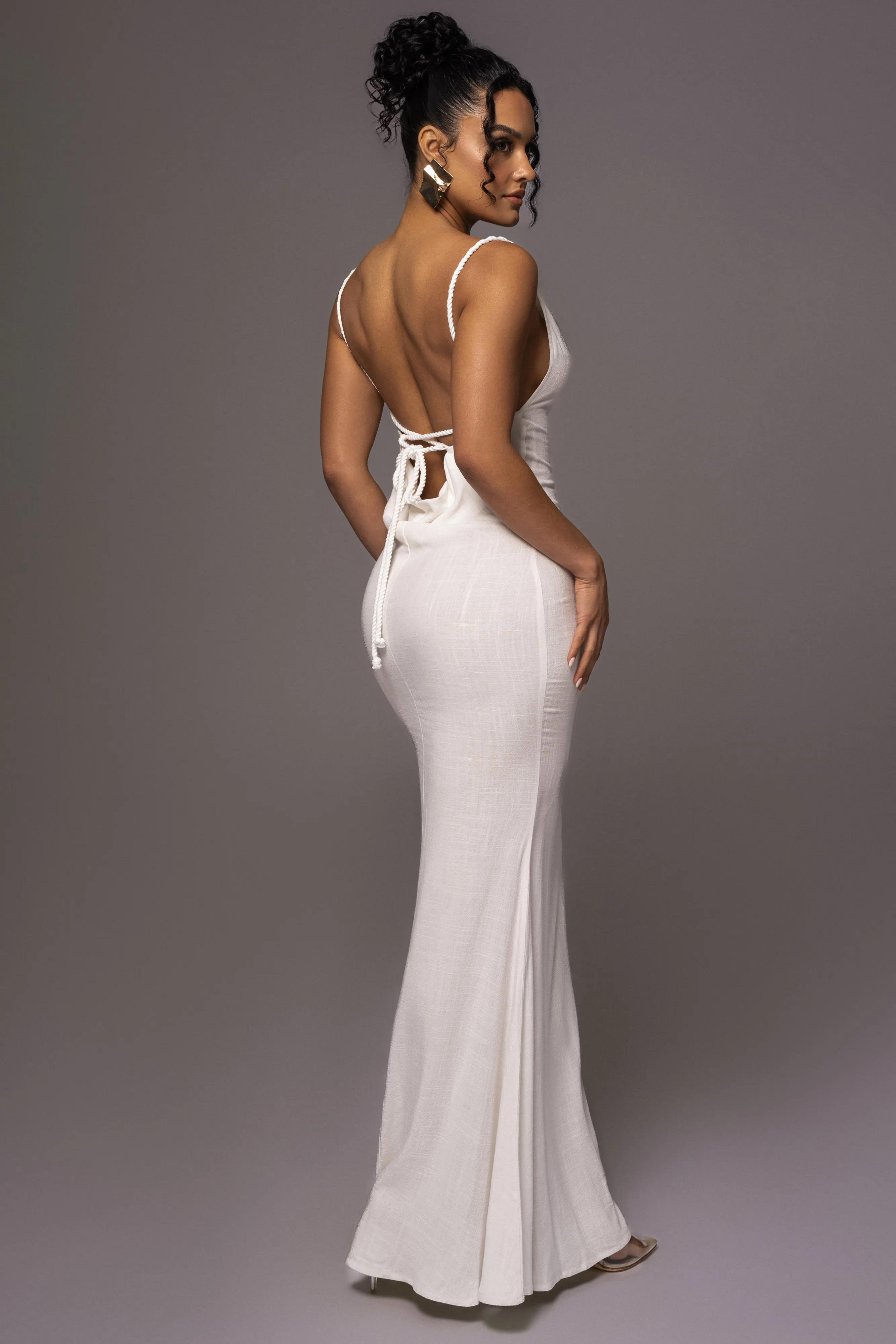 White Adventure Awaits Linen Maxi Dress sold by JLUXLABEL product image thumbnail 2