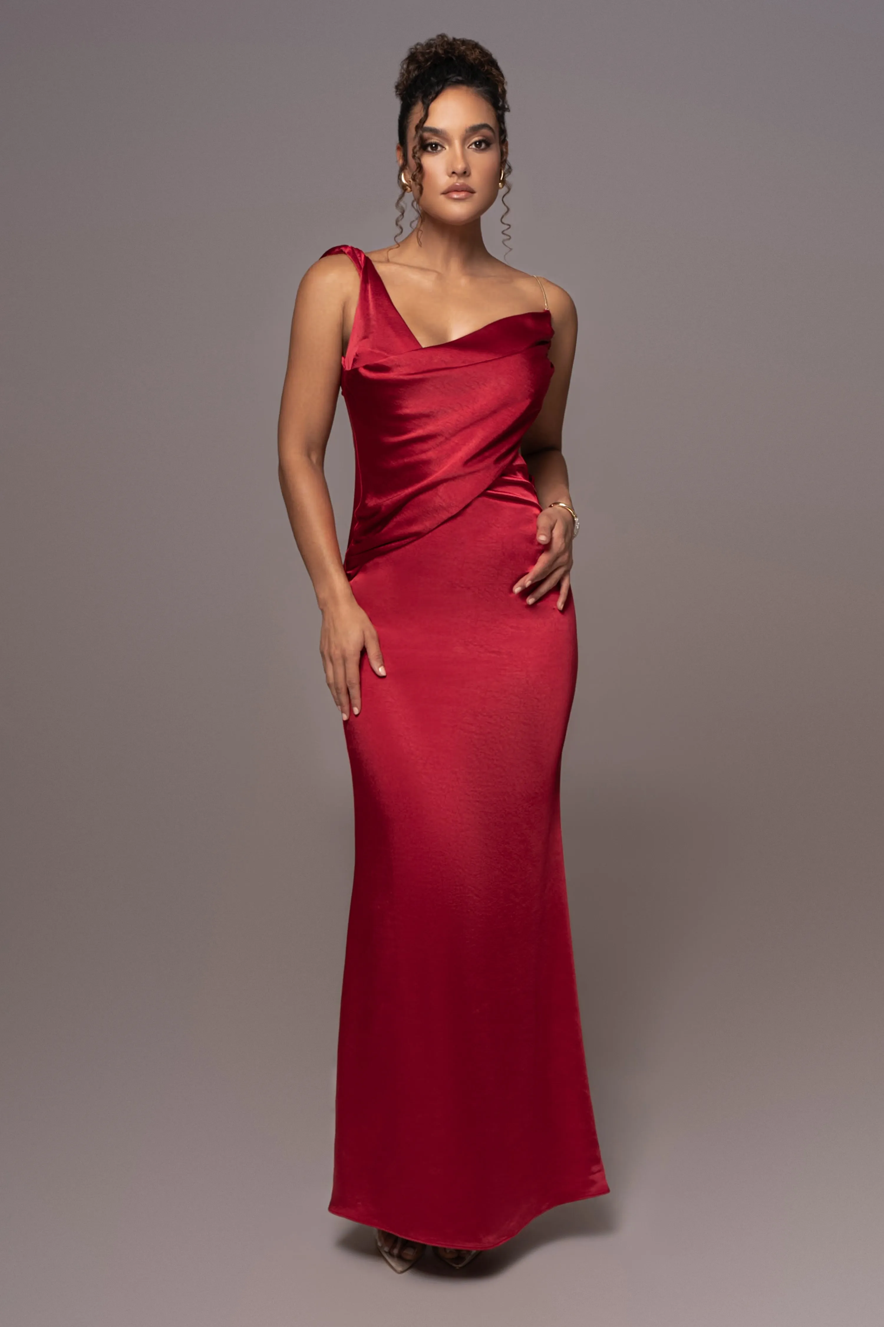 Red Satin Belle Maxi Dress sold by JLUXLABEL product image thumbnail 3
