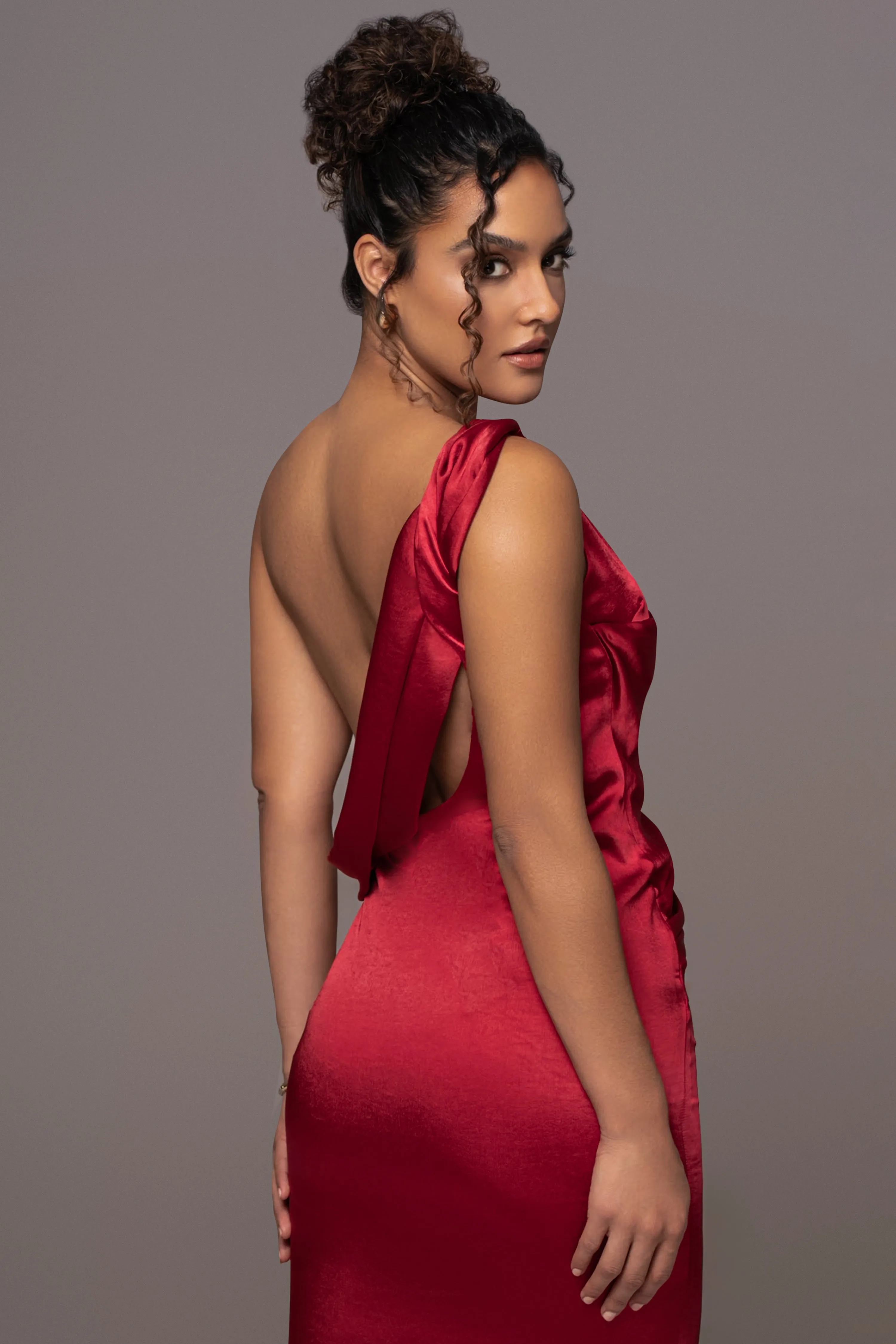 Red Satin Belle Maxi Dress sold by JLUXLABEL product image thumbnail 5