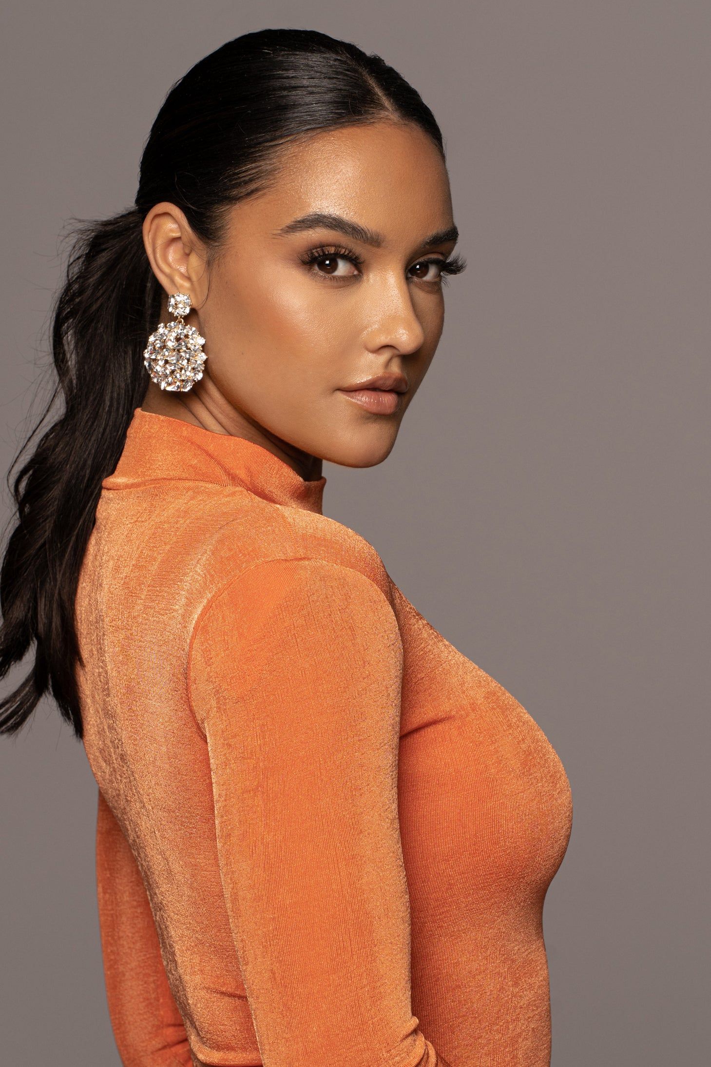 Orange Audette Turtleneck Dress sold by JLUXLABEL product image thumbnail 4