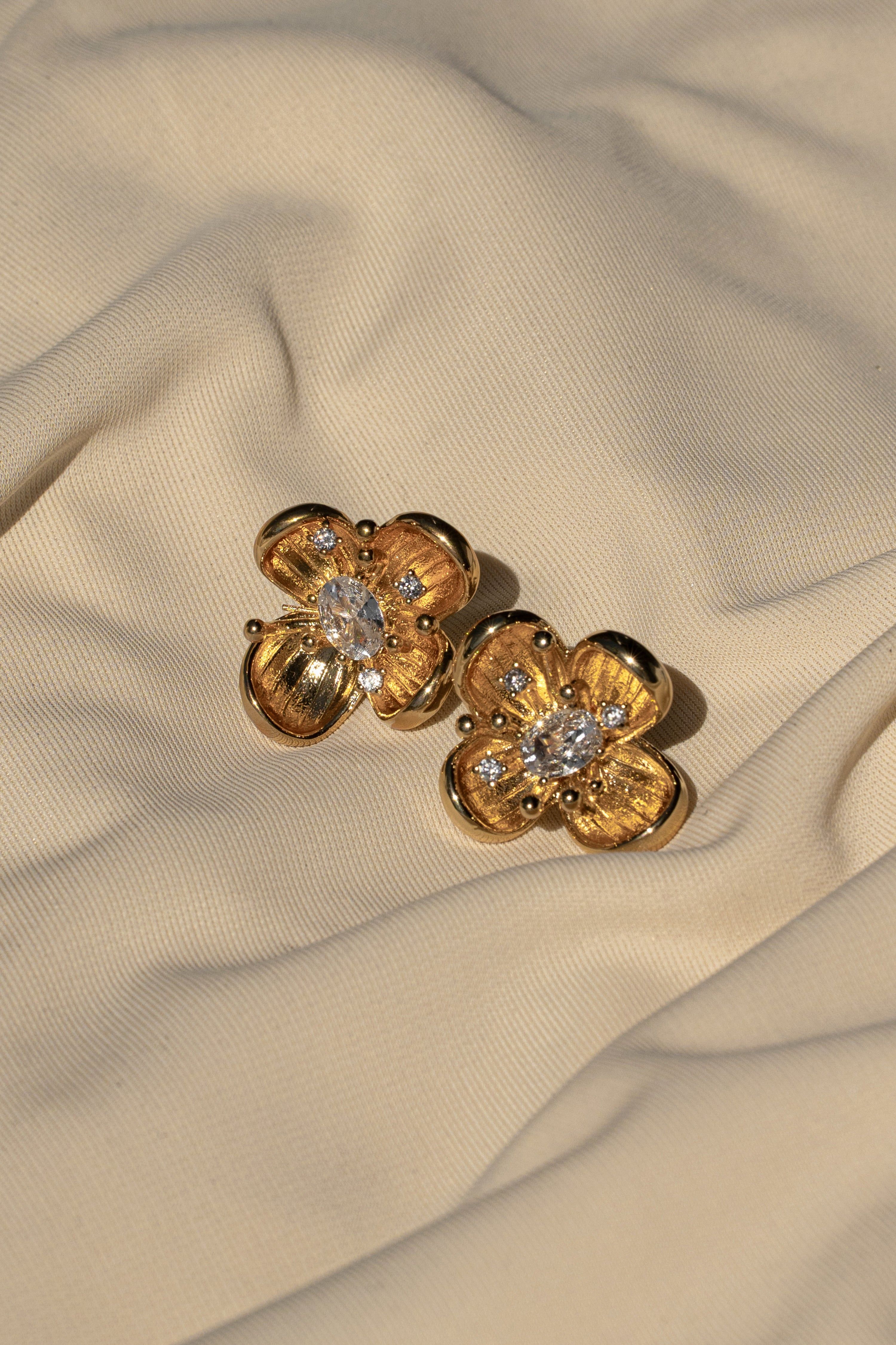 Gold Blossoming Shine Earrings sold by JLUXLABEL