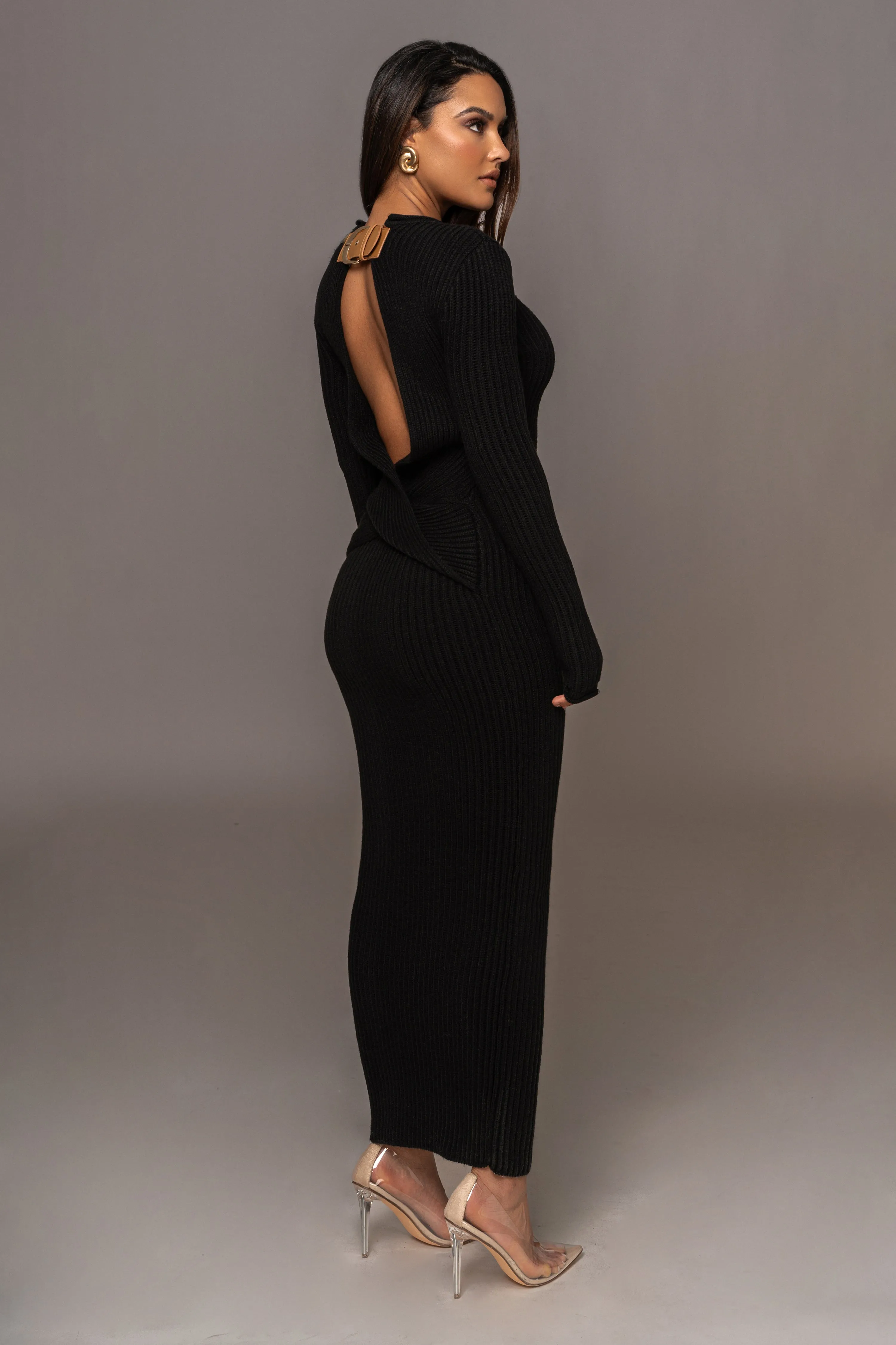 Black Melissa Knit Maxi Dress sold by JLUXLABEL product image thumbnail 4