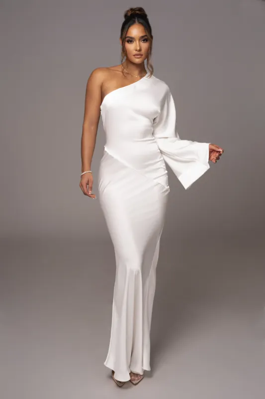 Ivory Femme Drape Maxi Dress sold by JLUXLABEL