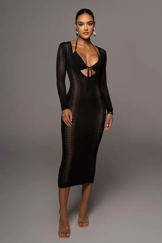 Noir Look This Way Midi Dress sold by JLUXLABEL