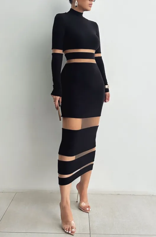 Noir The One Mock Neck Midi Dress sold by JLUXLABEL