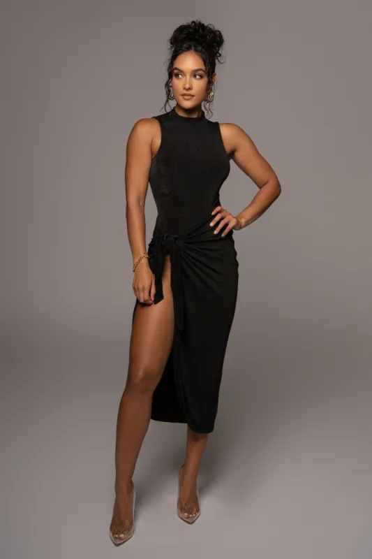 Black Aubree Midi Dress sold by JLUXLABEL