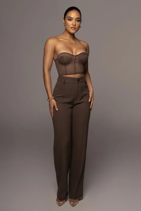 Chocolate Arlette Trousers sold by JLUXLABEL
