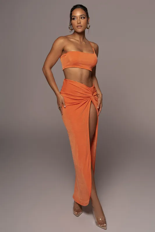 Orange Here To Stay Slinky Skirt Set sold by JLUXLABEL