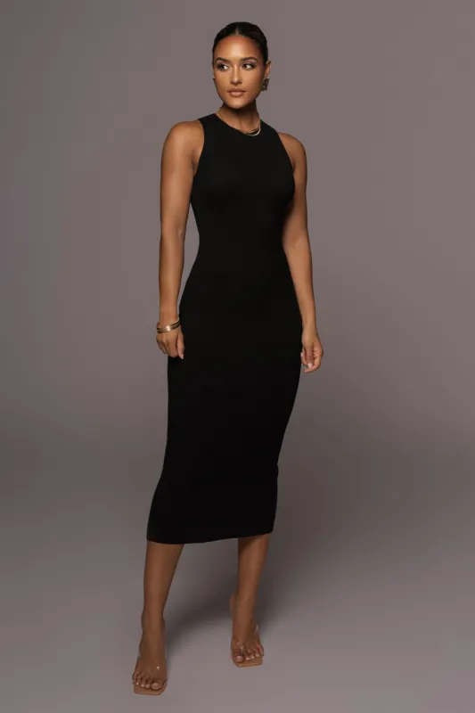 Black Marion Micro Rib Dress sold by JLUXLABEL