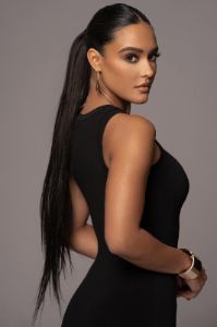 Noir Jacqui Midi Dress sold by JLUXLABEL