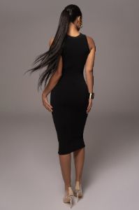 Noir Jacqui Midi Dress sold by JLUXLABEL