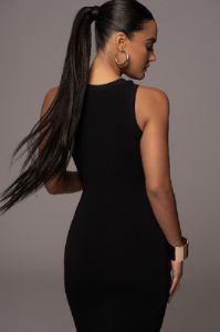 Noir Jacqui Midi Dress sold by JLUXLABEL