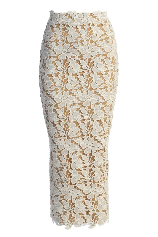 Ivory Lace Romance Maxi Skirt sold by JLUXLABEL