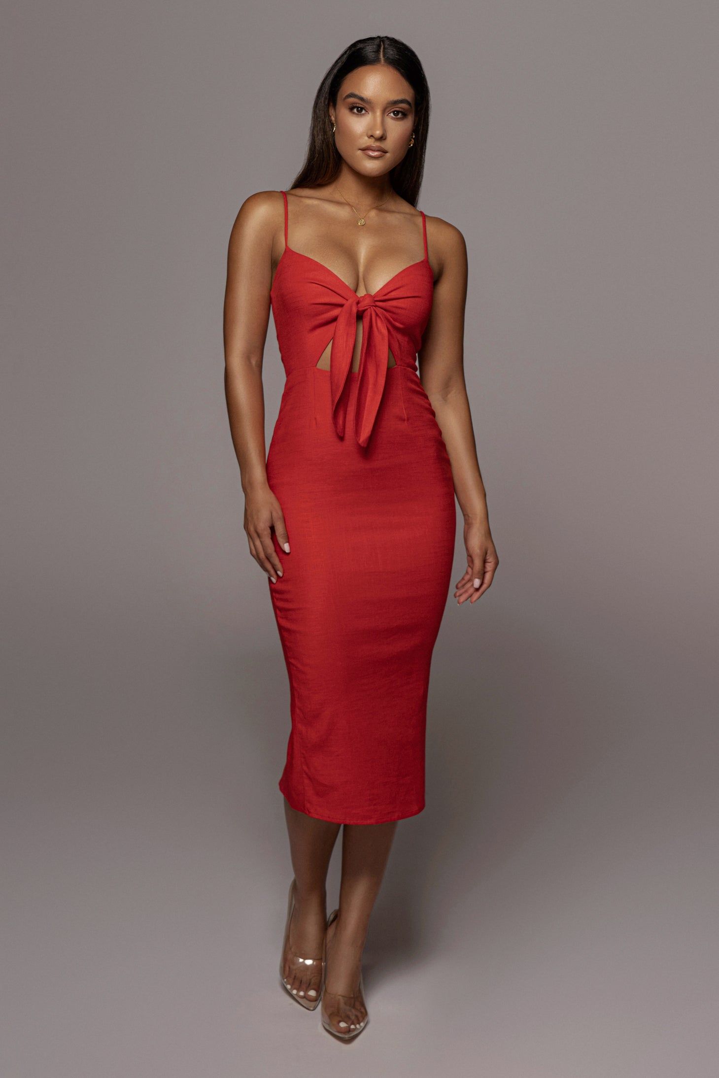 Red Dolores Linen Dress sold by JLUXLABEL