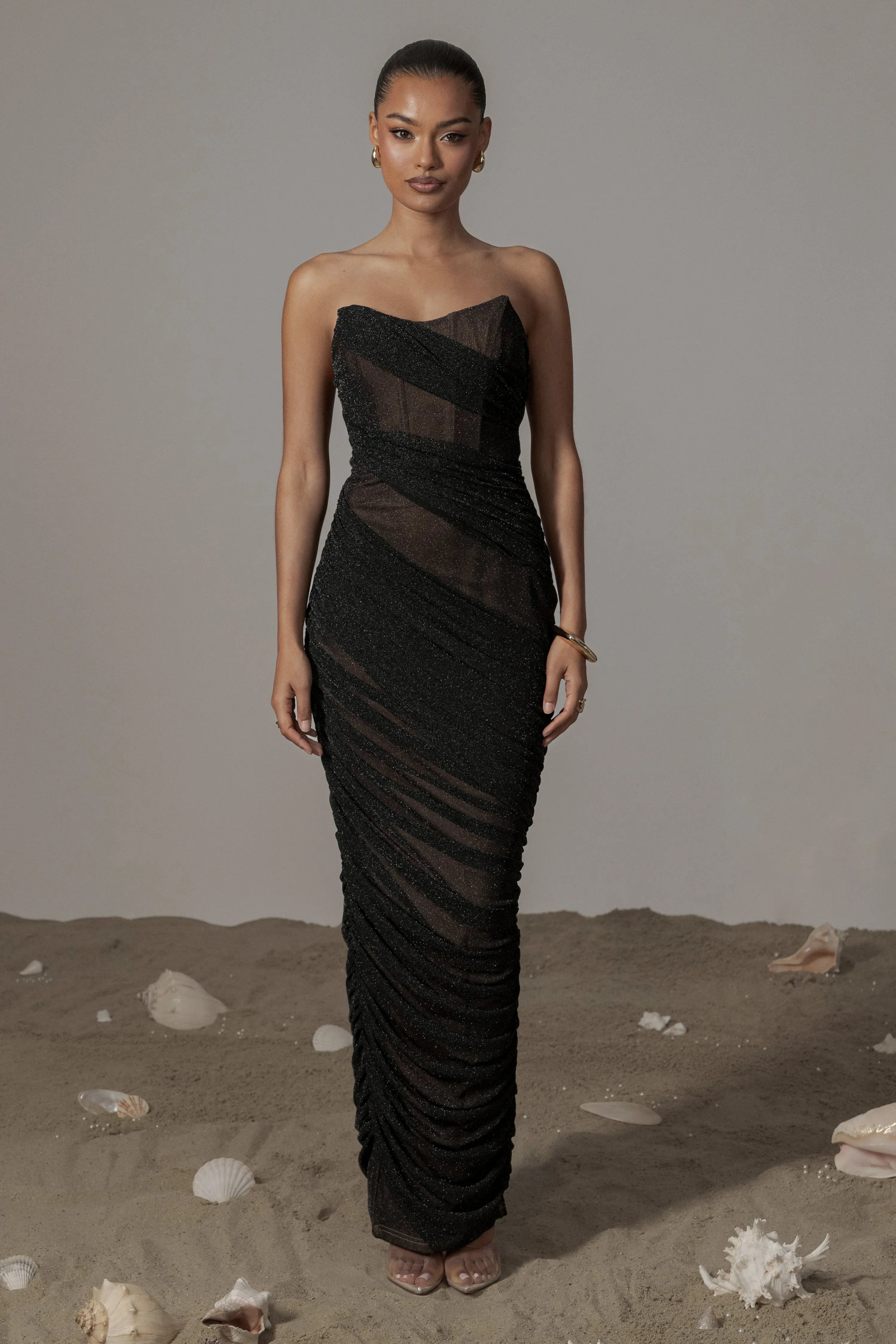 Black Catalina Lurex Knit Maxi Dress sold by JLUXLABEL product image thumbnail 2