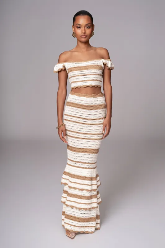 Beige Corazon Ruffle Skirt Set sold by JLUXLABEL