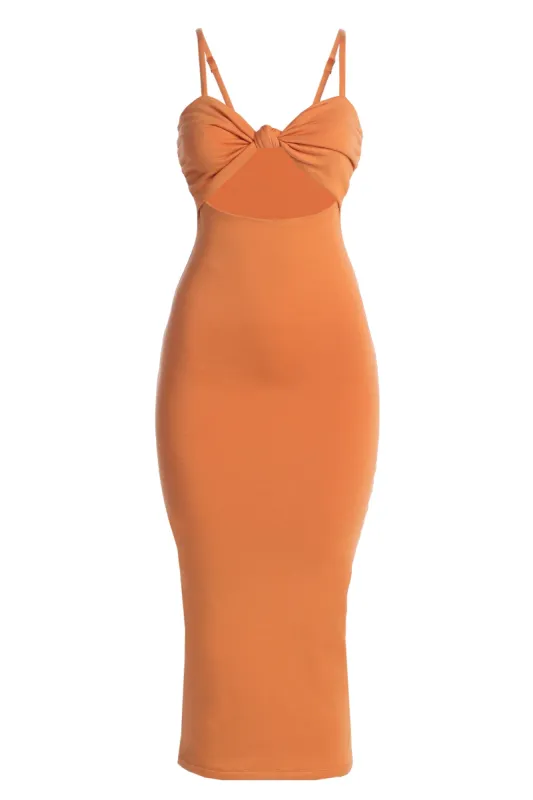 Orange Midnight Memories Midi Dress sold by JLUXLABEL