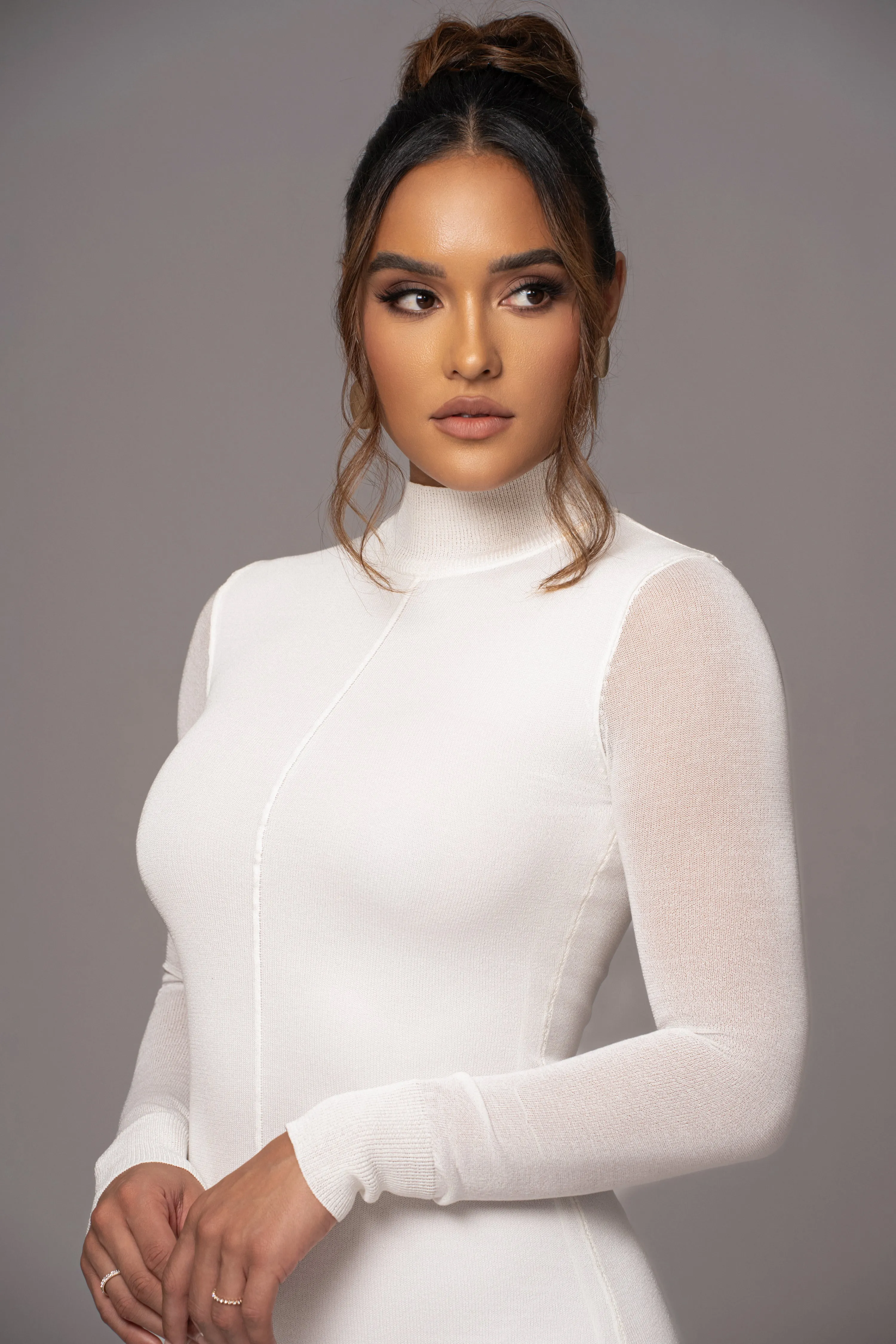 Ivory Fame Mock Neck Maxi Dress sold by JLUXLABEL product image thumbnail 2