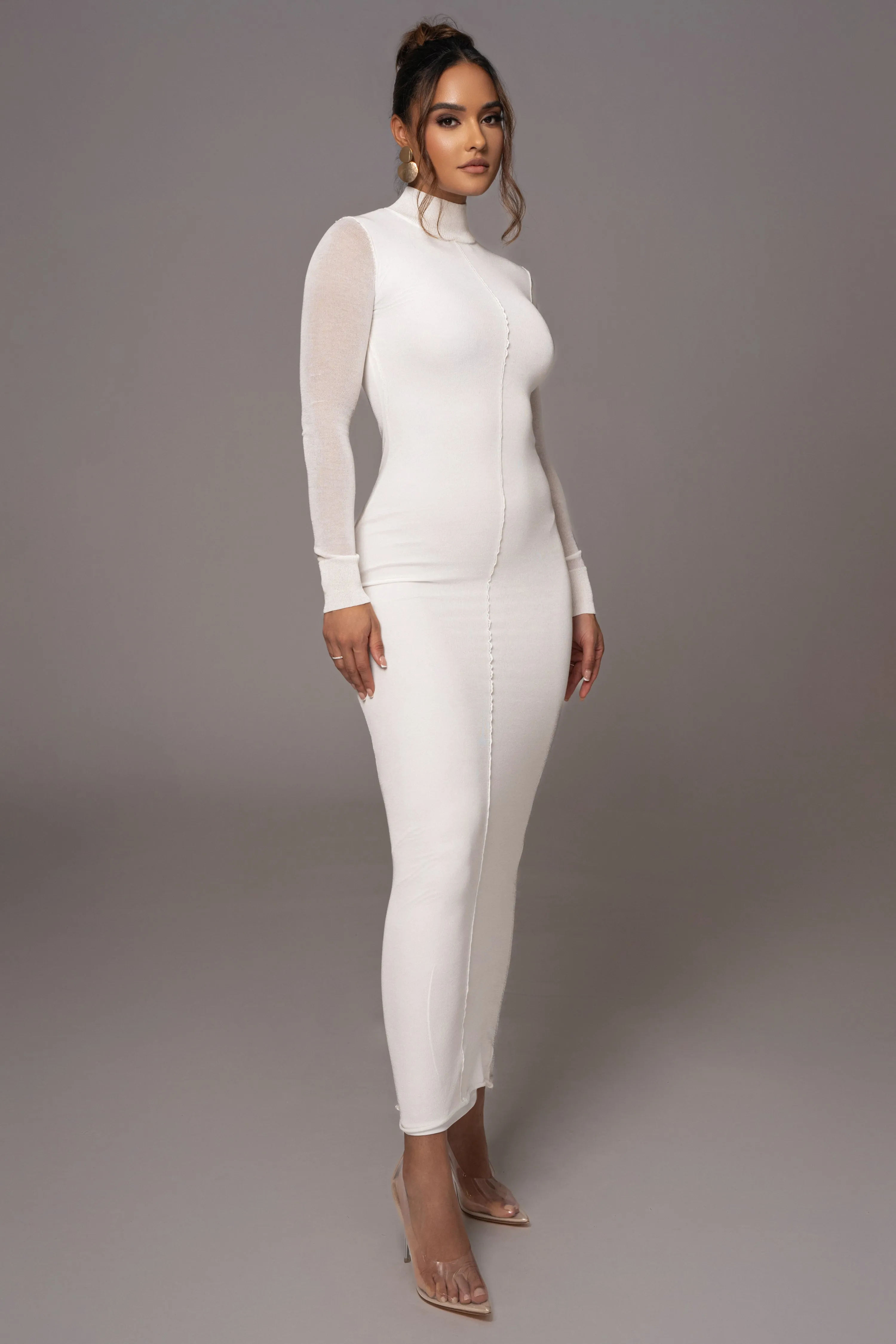 Ivory Fame Mock Neck Maxi Dress sold by JLUXLABEL