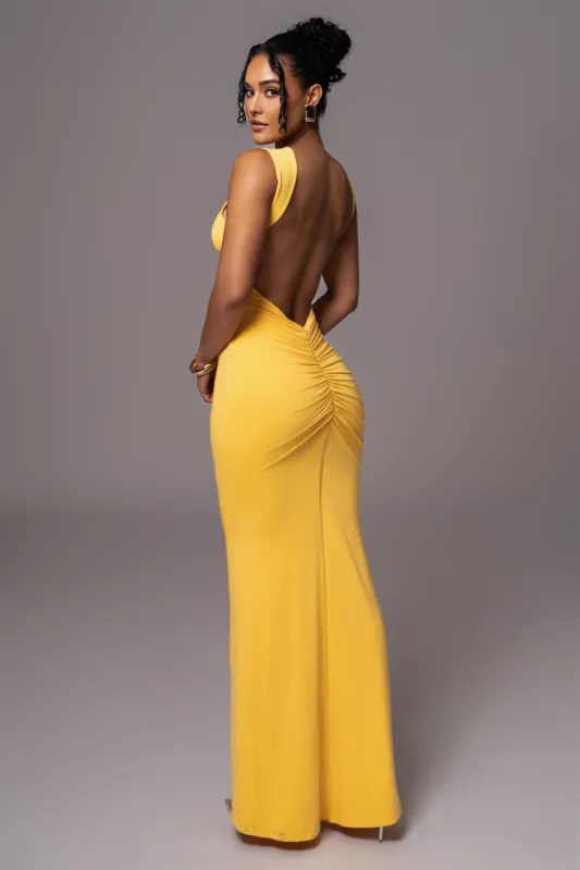 Yellow JLUXBASIX FRONT AND CENTER MAXI DRESS sold by JLUXLABEL