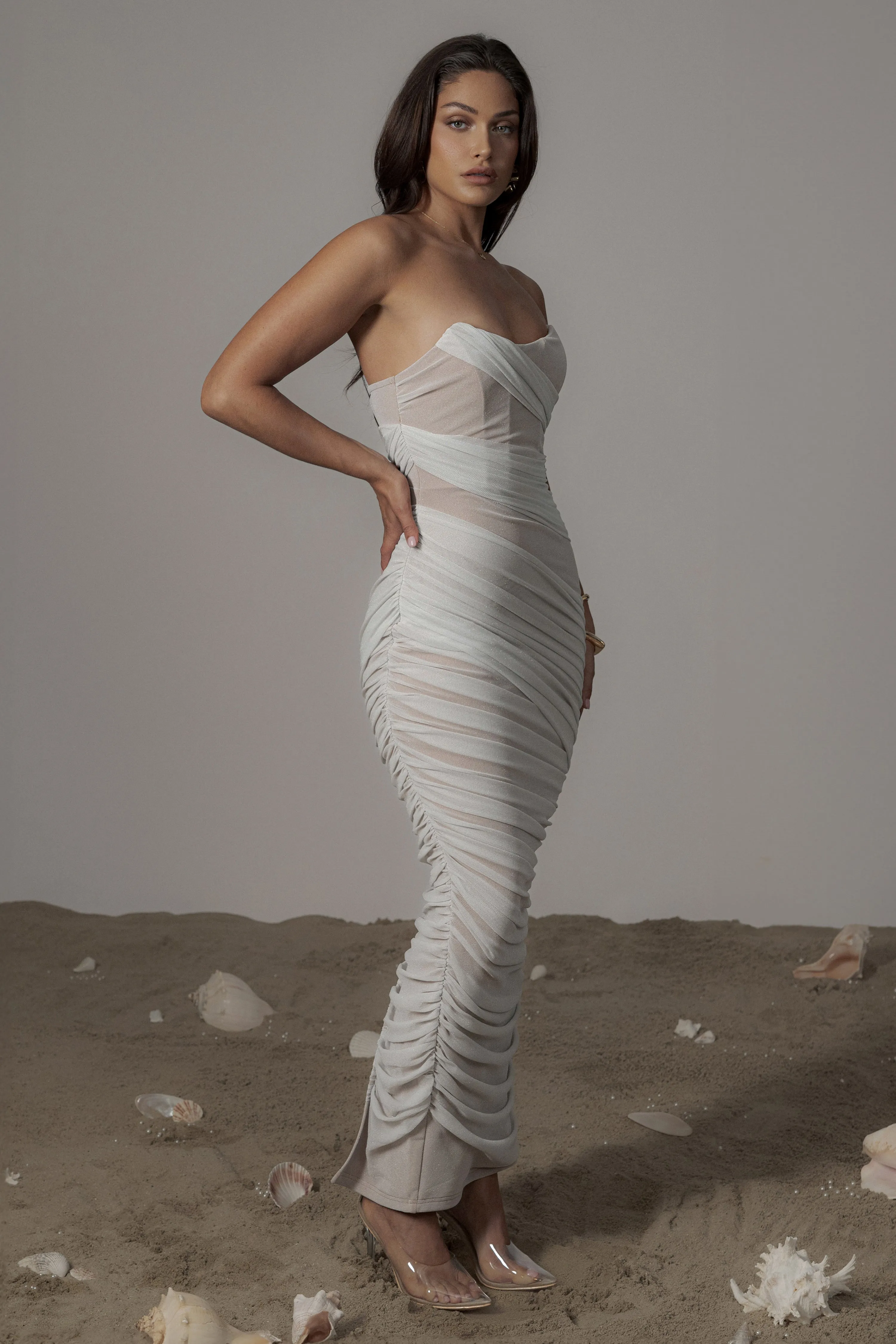Ivory Catalina Lurex Knit Maxi Dress sold by JLUXLABEL product image thumbnail 4