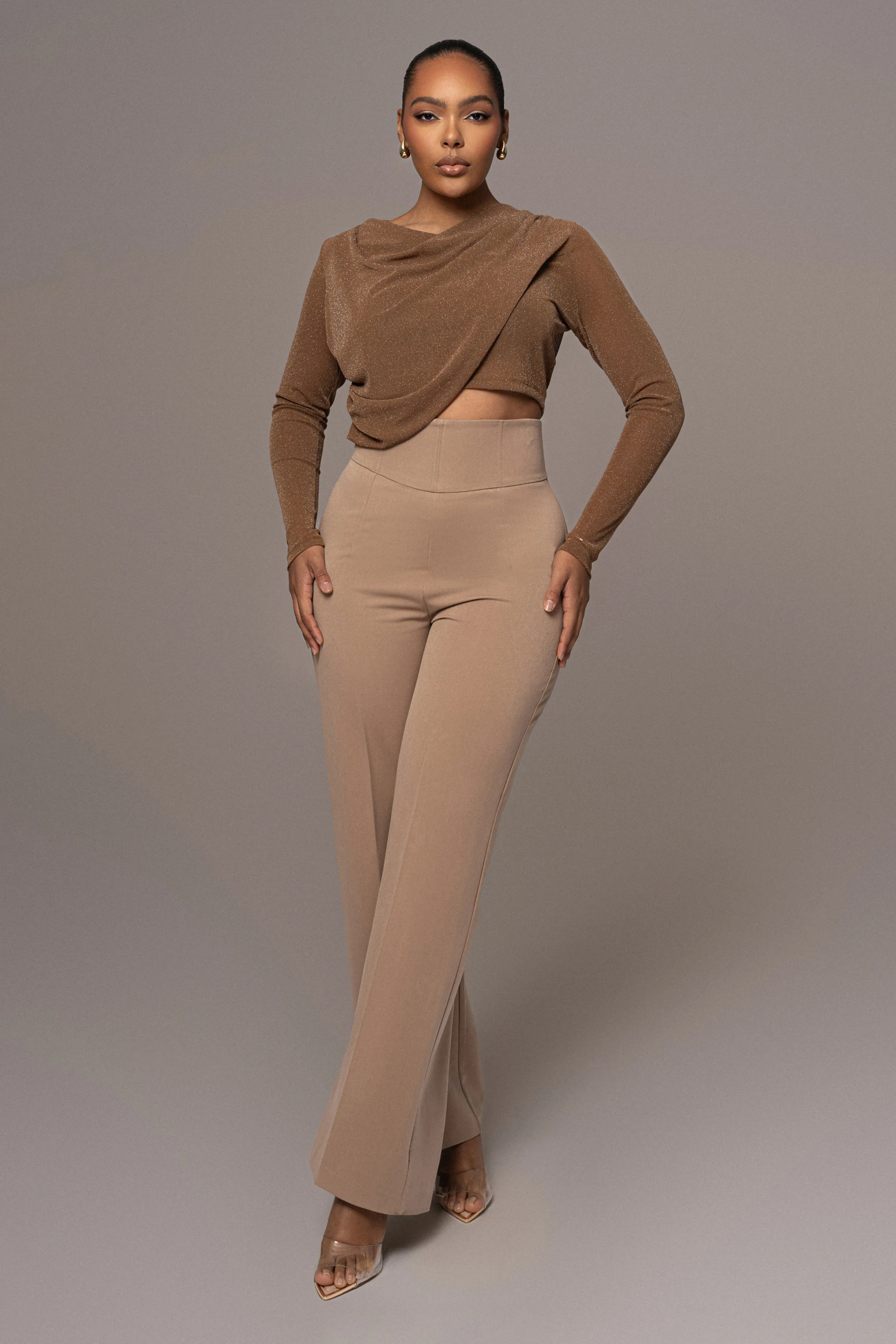 Tan Aubrianna Gathered Top sold by JLUXLABEL product image thumbnail 4